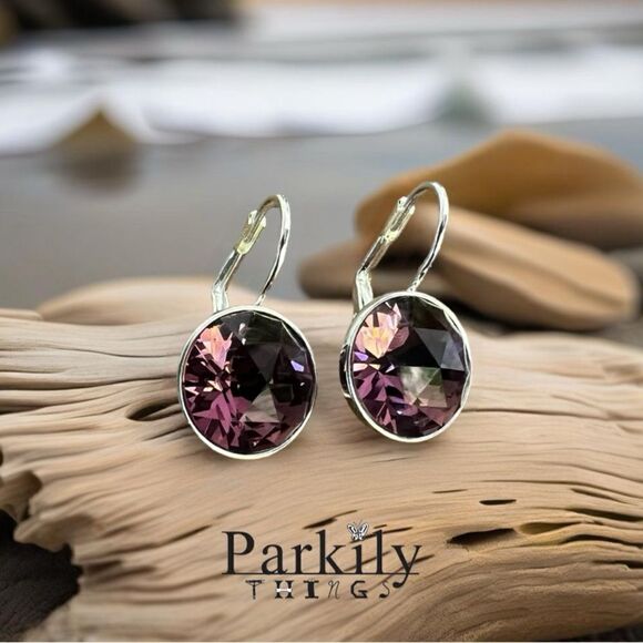 Handcrafted Bella earrings with iris Swarovski crystal - Picture 1 of 4